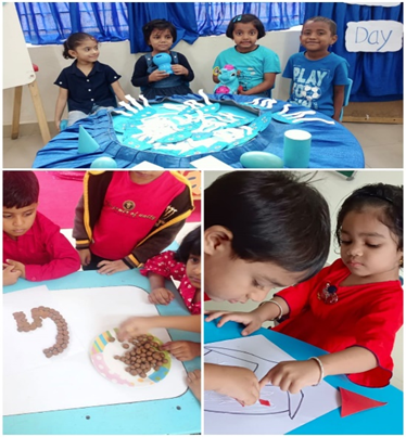 Sofia Pre-School Children Learning Numbers and celebrating Blue Day.